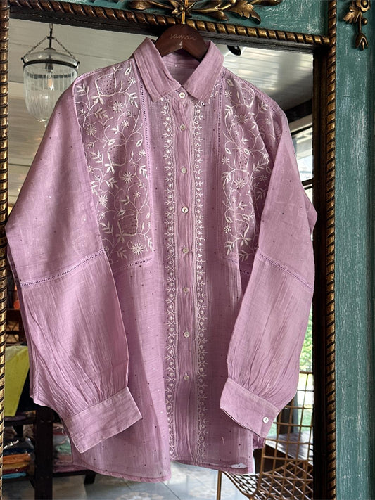 Pink Cotton Chikankari Top