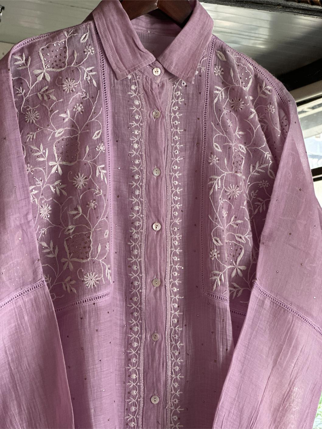 Pink Cotton Chikankari Top