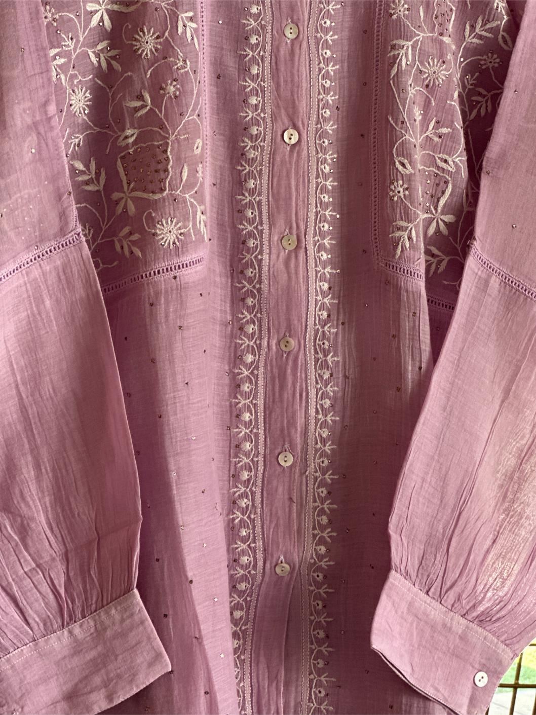 Pink Cotton Chikankari Top