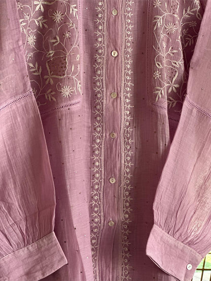 Pink Cotton Chikankari Top