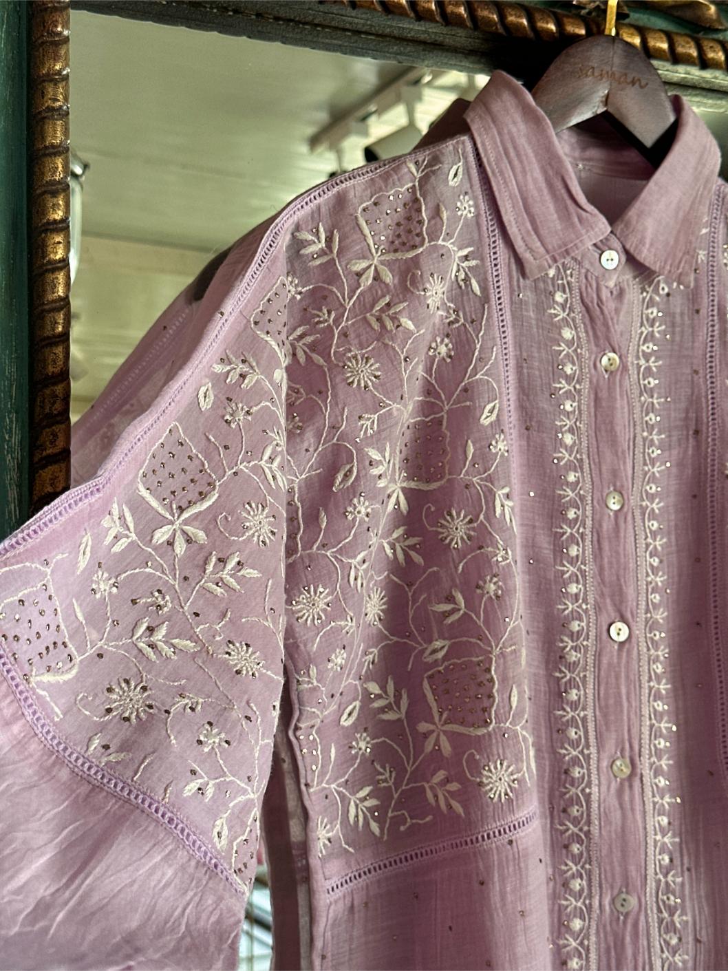 Pink Cotton Chikankari Top