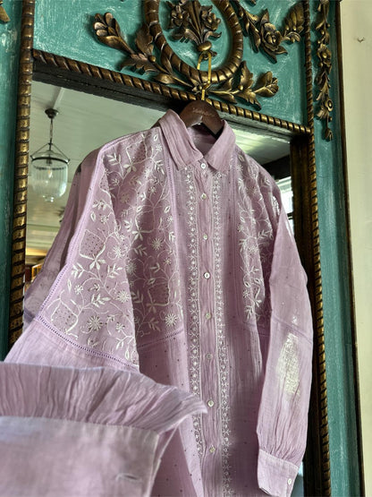 Pink Cotton Chikankari Top