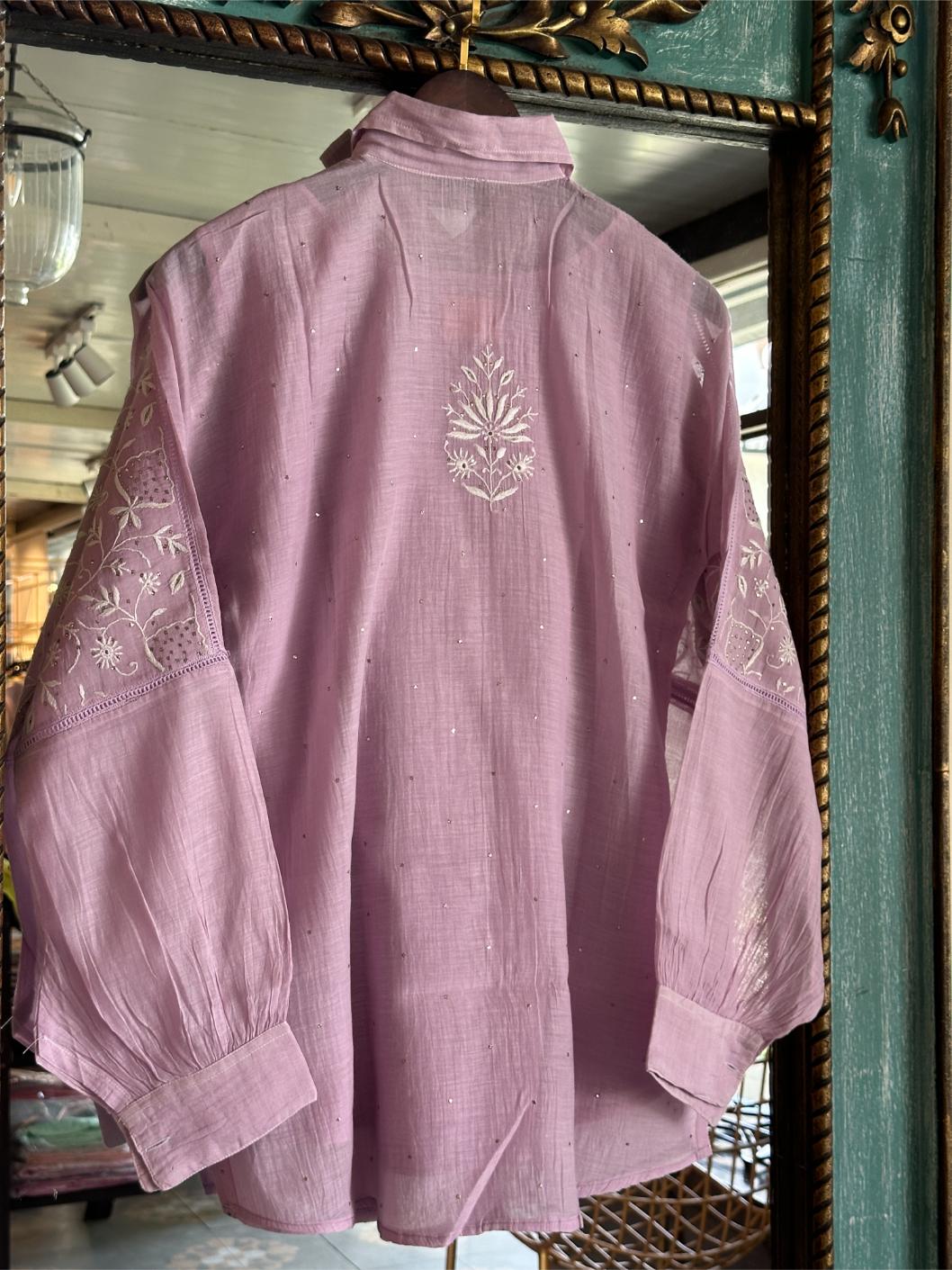 Pink Cotton Chikankari Top