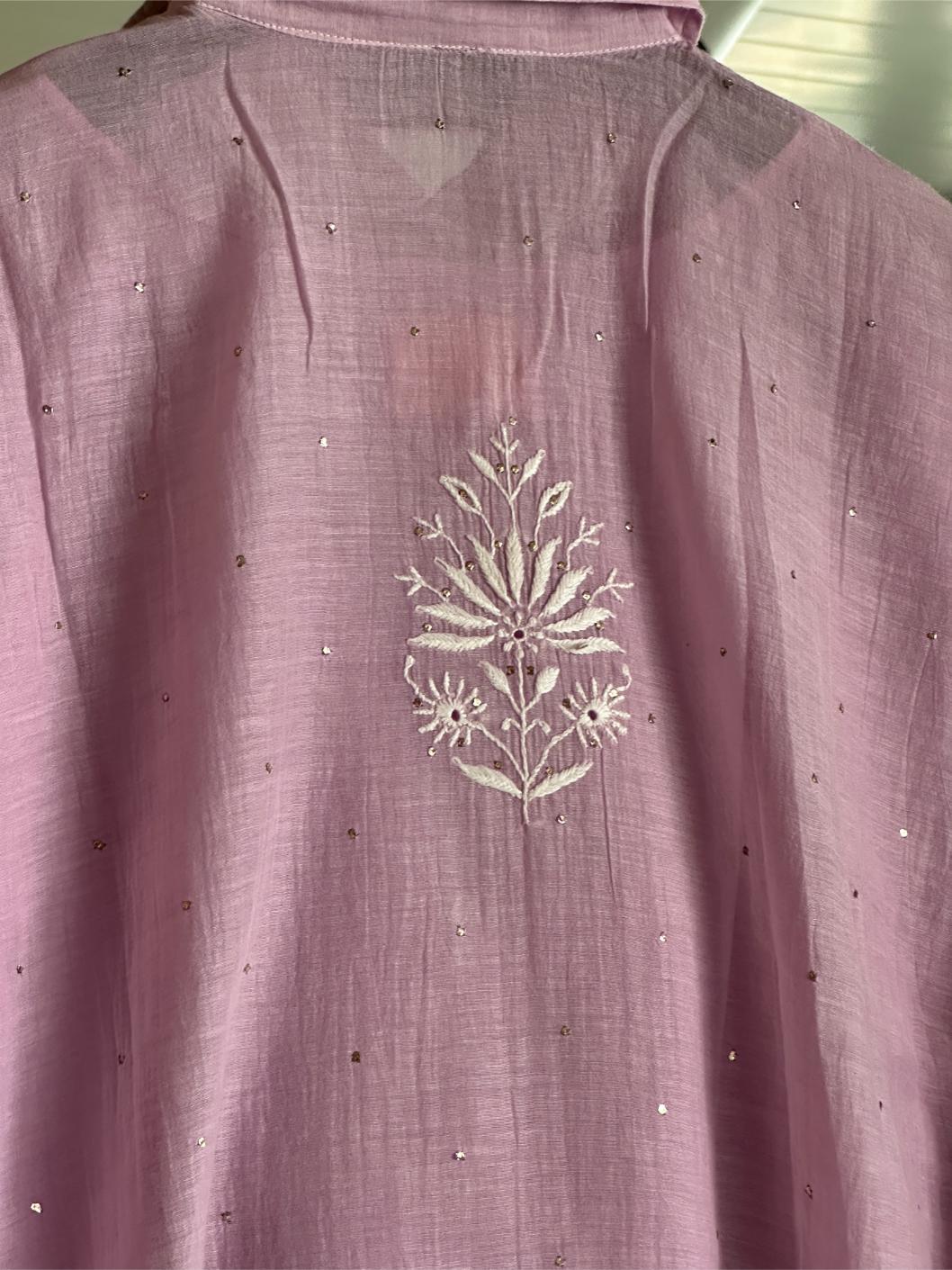 Pink Cotton Chikankari Top