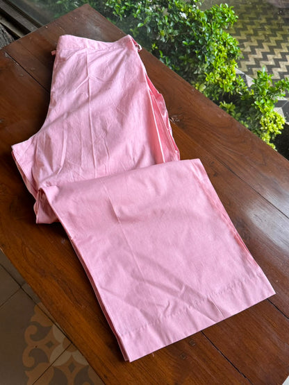 Pink Malmal Pearl White Chikankari Ready to Wear Kurta Set