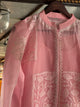 Pink Noor Organza Chikankari Collar Ready To Wear Short Top