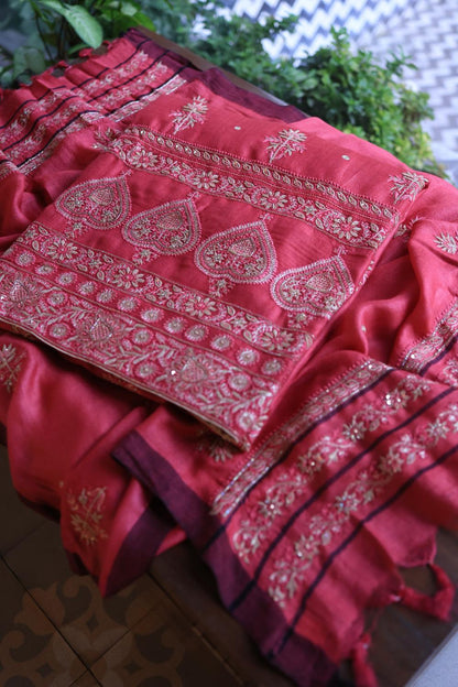 Pink Pashmina x Chikankari Fabrics