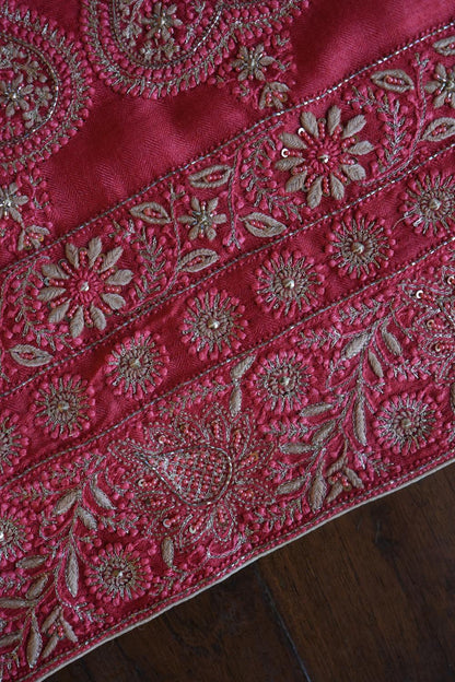 Pink Pashmina x Chikankari Fabrics