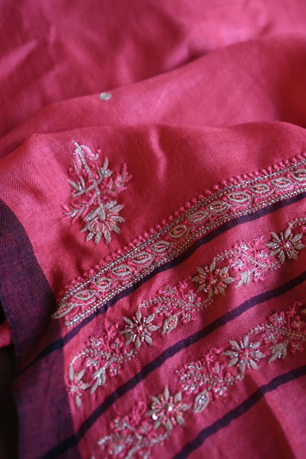 Pink Pashmina x Chikankari Fabrics