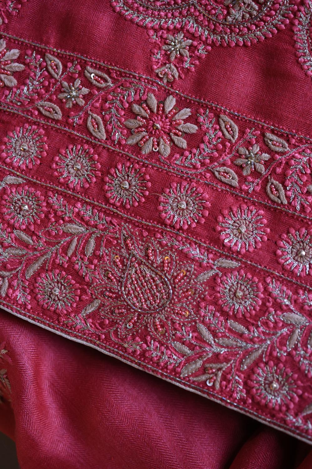 Pink Pashmina x Chikankari Fabrics