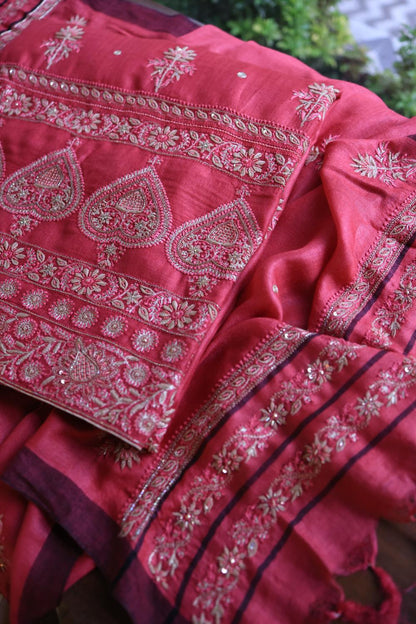 Pink Pashmina x Chikankari Fabrics