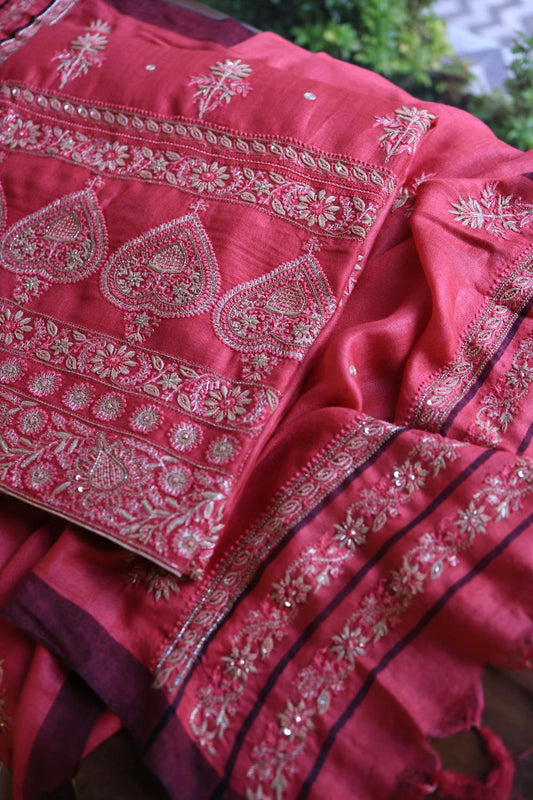 Pink Pashmina x Chikankari Fabrics