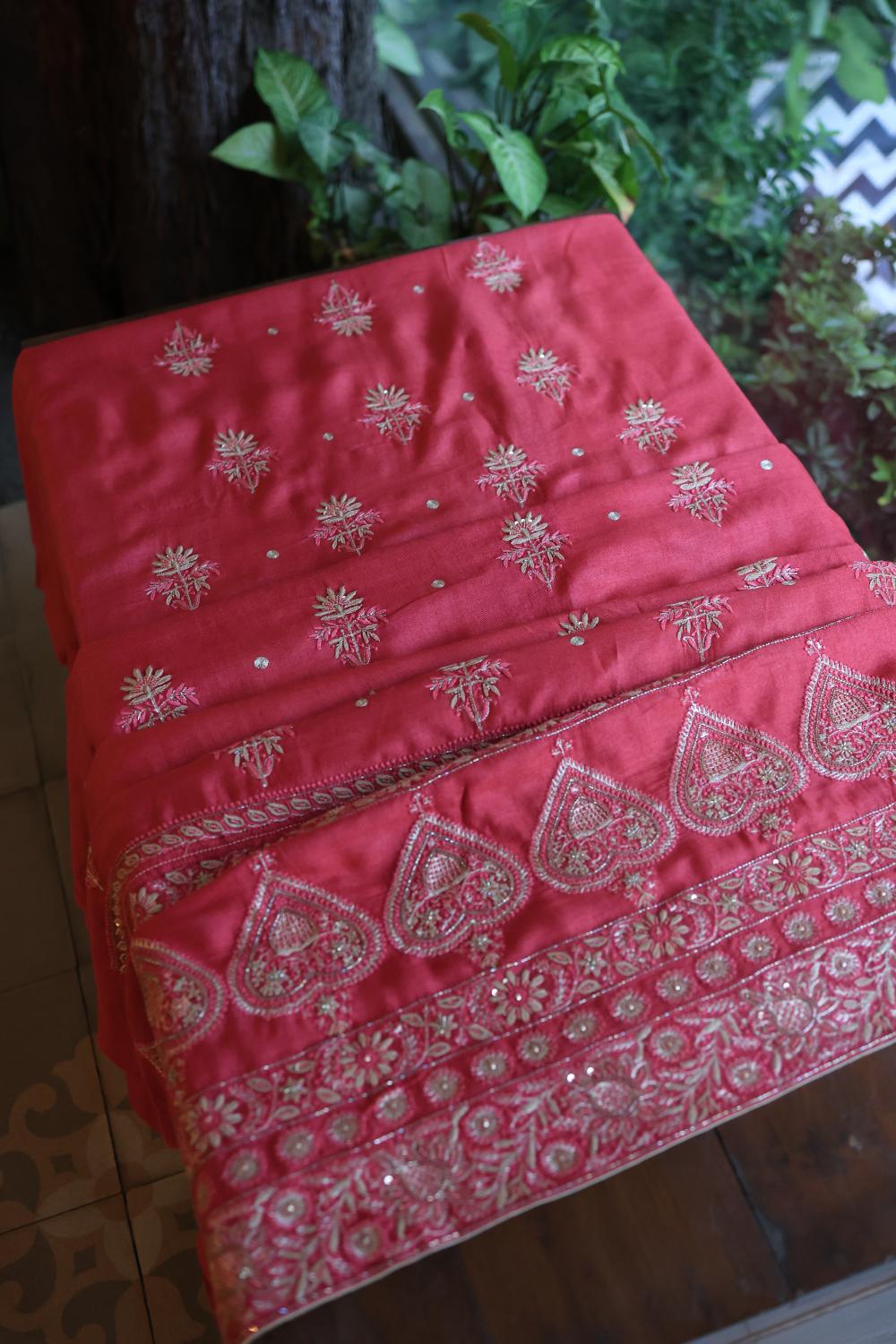 Pink Pashmina x Chikankari Fabrics