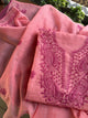 Pink Peach Kota Chikankari Unstitched Fabrics