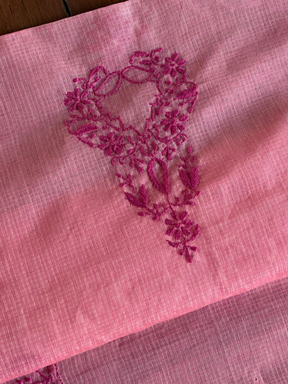 Pink Peach Kota Chikankari Unstitched Fabrics