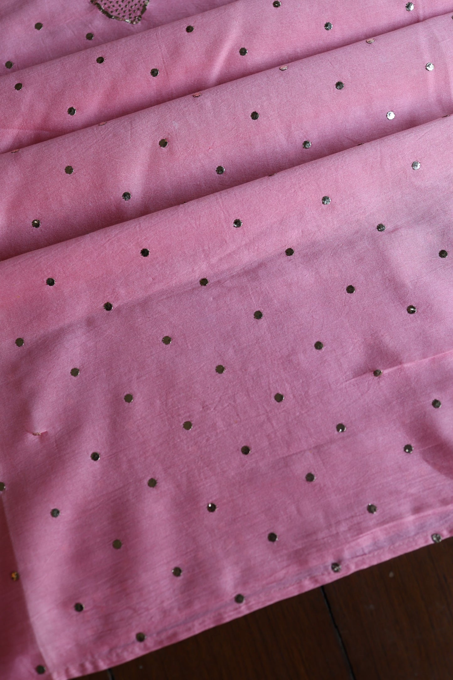 Pink Plum Chanderi Silk Mukaish Badla Unstitched Fabric