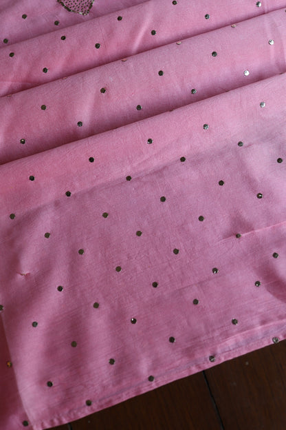 Pink Plum Chanderi Silk Mukaish Badla Unstitched Fabric