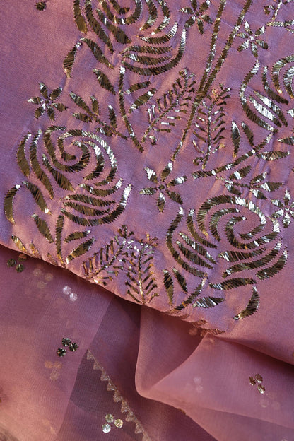 Pink Shade Chanderi Silk Mukaish Badla Unstitched Fabric