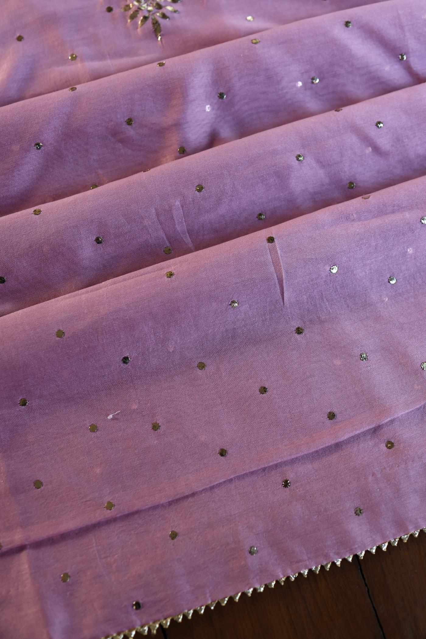 Pink Shade Chanderi Silk Mukaish Badla Unstitched Fabric