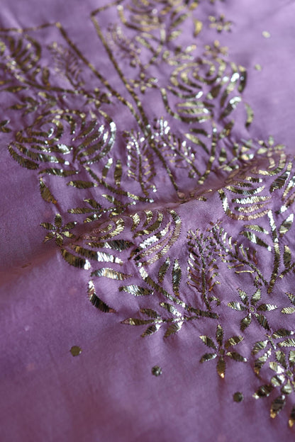 Pink Shade Chanderi Silk Mukaish Badla Unstitched Fabric