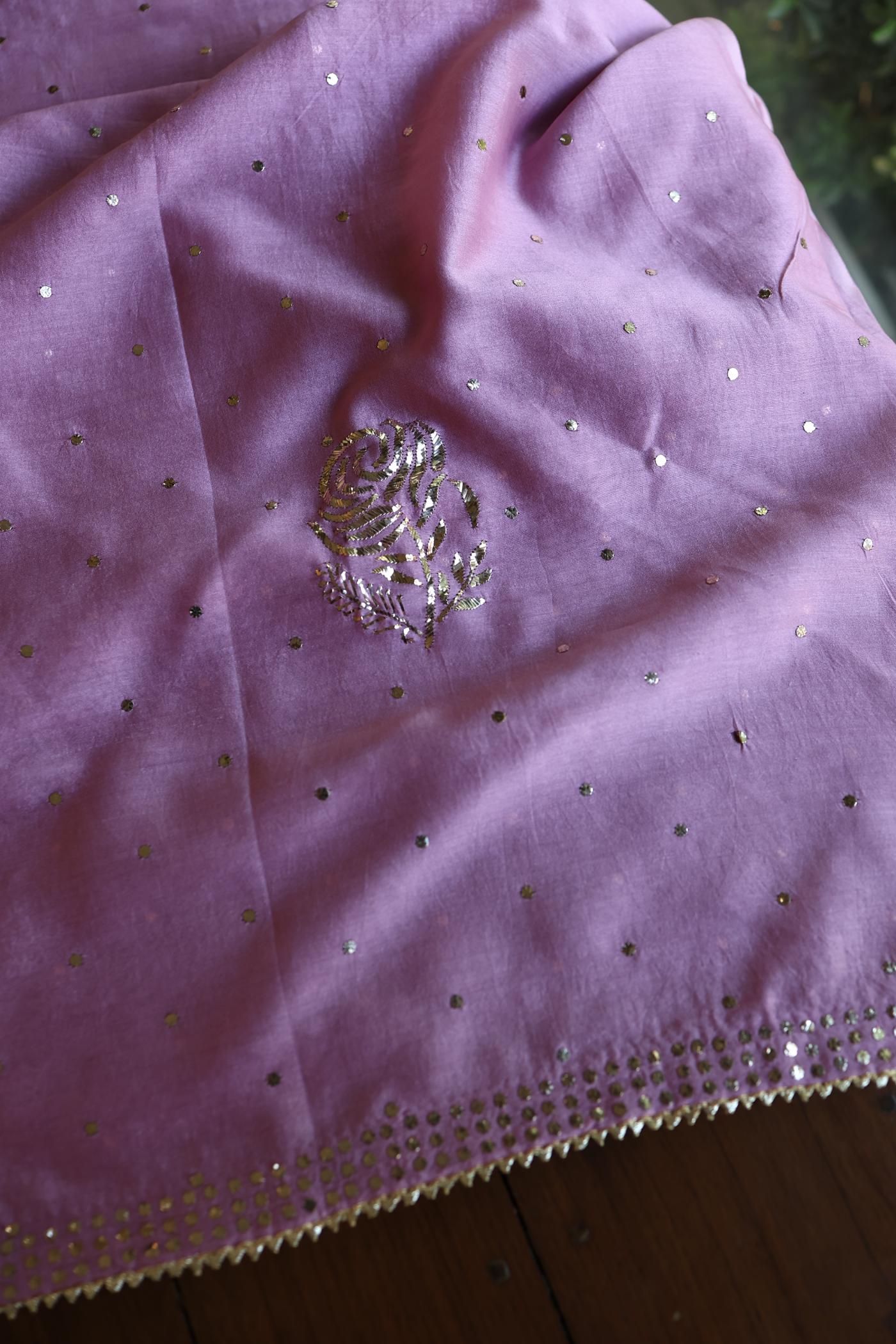 Pink Shade Chanderi Silk Mukaish Badla Unstitched Fabric