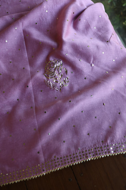 Pink Shade Chanderi Silk Mukaish Badla Unstitched Fabric