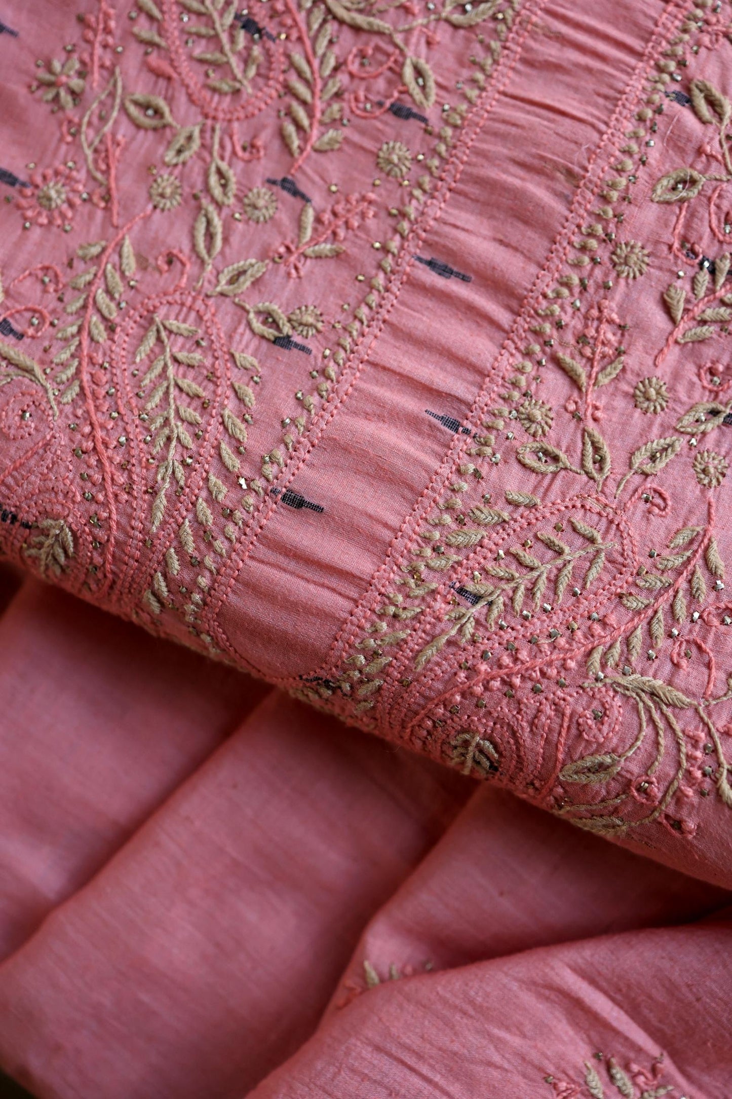 Pink Shade Jamdani X Chikankari Unstitched Fabric