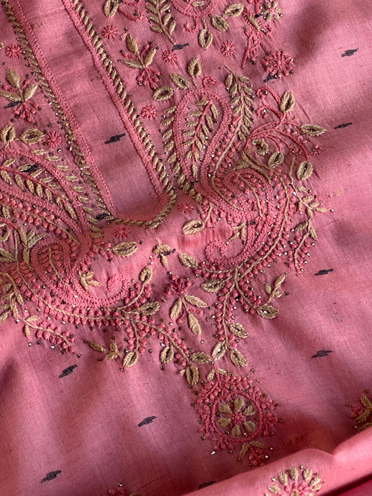 Pink Shade Jamdani X Chikankari Unstitched Fabric