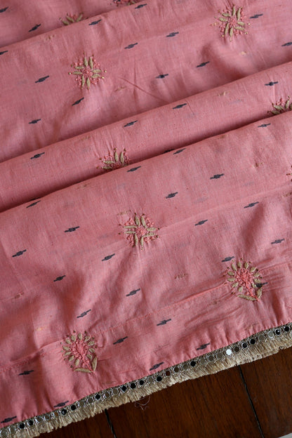 Pink Shade Jamdani X Chikankari Unstitched Fabric
