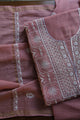 Pink Shade Mal Chanderi Silk Chikankari Unstitched Fabric