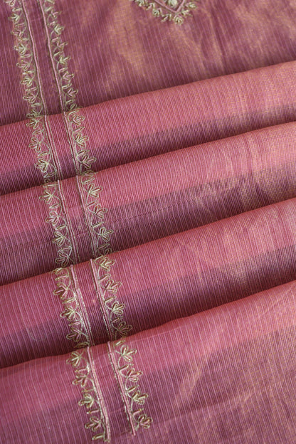 Sorbet Pink Shade Shade Tissue Kota Chikankari Unstitched Fabric