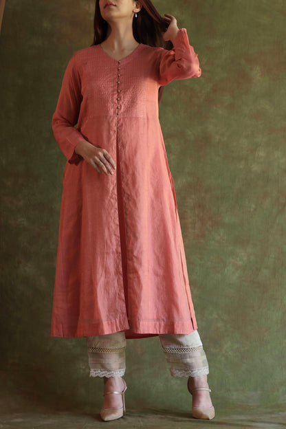Pink Tissue Silk Dagla Kurta Set