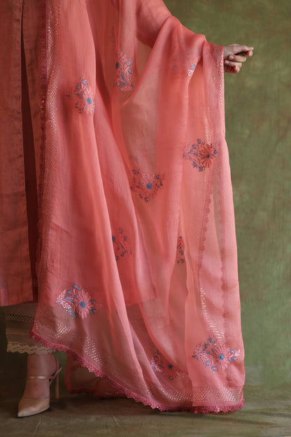 Pink Tissue Silk Dagla Kurta Set