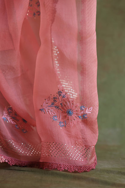 Pink Tissue Silk Dagla Kurta Set