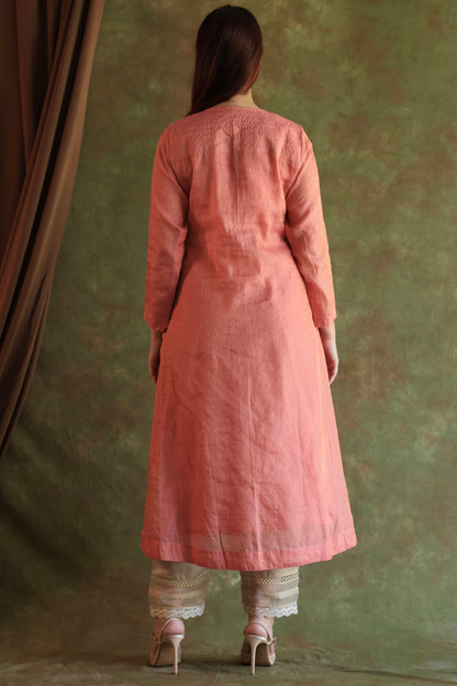 Pink Tissue Silk Dagla Kurta Set