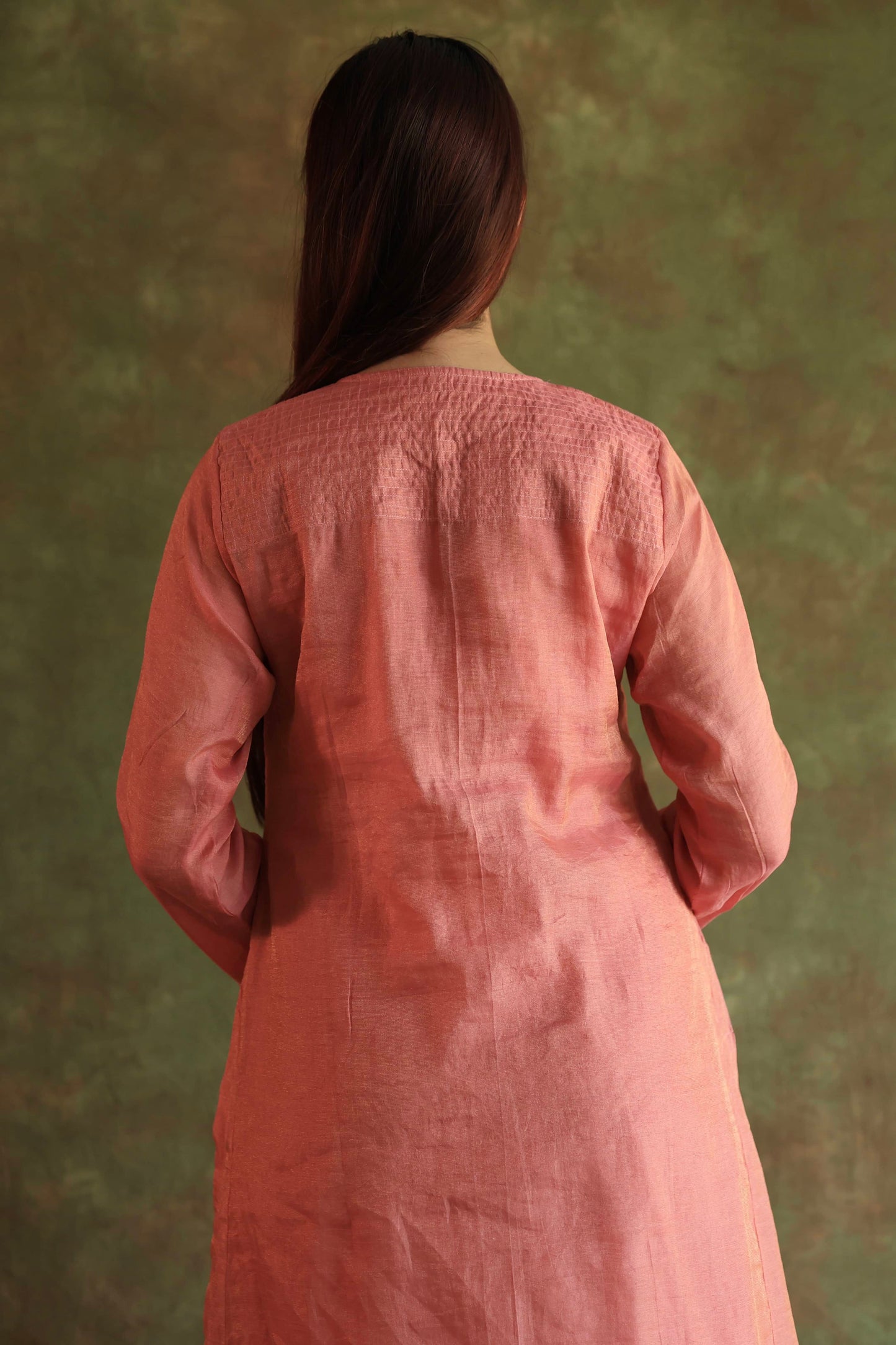 Pink Tissue Silk Dagla Kurta Set