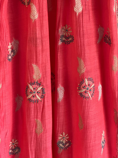 Pink Zari Chanderi Chikankari Ready to Wear Tunics