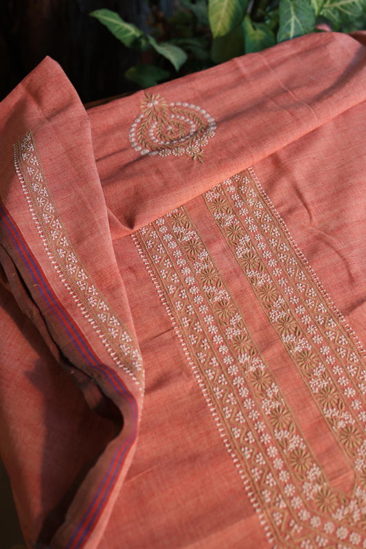 Pinkish Peach Malkha Handspun Khadi Kurtas Unisex Fabric