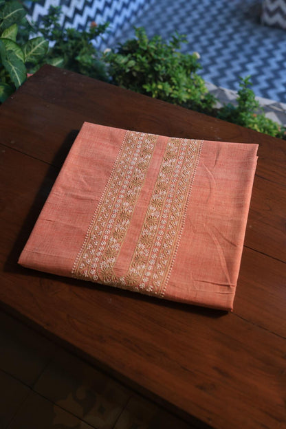 Pinkish Peach Malkha Handspun Khadi Kurtas Unisex Fabric