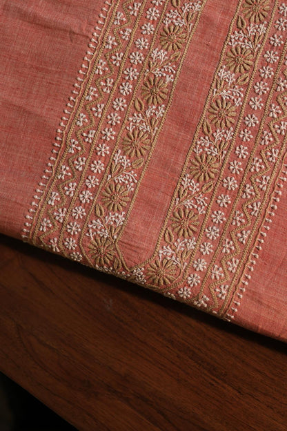 Pinkish Peach Malkha Handspun Khadi Kurtas Unisex Fabric