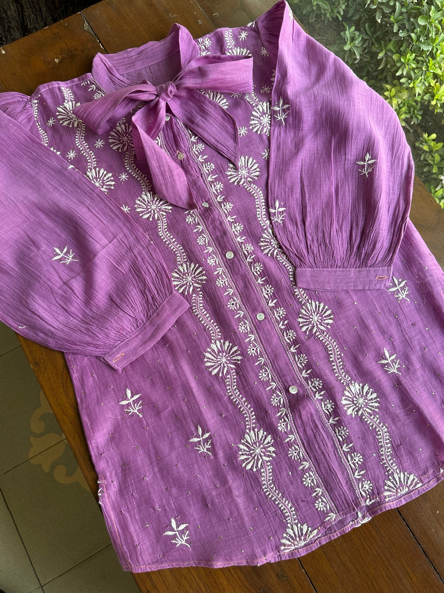 Plum Purple Shade Cotton Chikankari Shirt