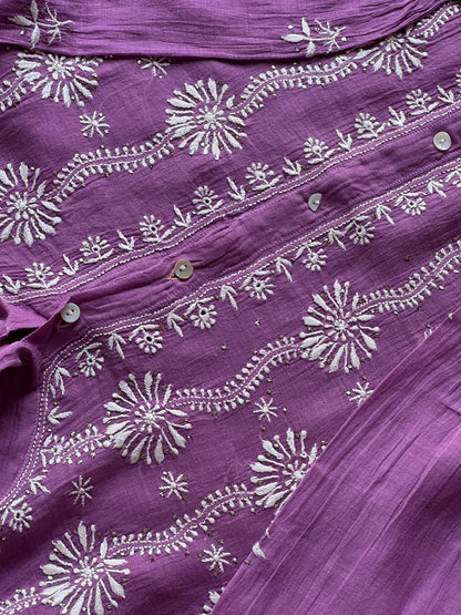 Plum Purple Shade Cotton Chikankari Shirt