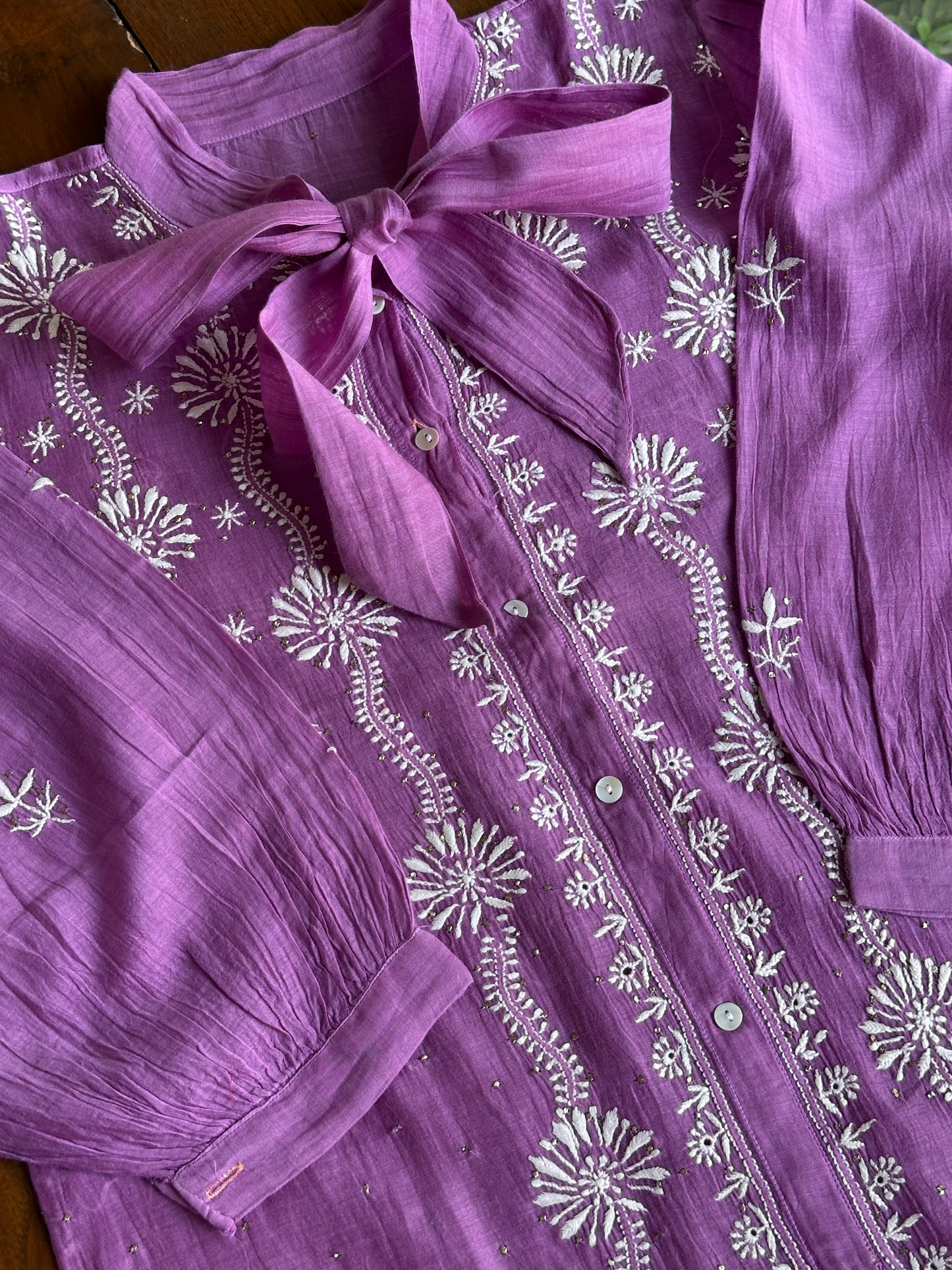 Plum Purple Shade Cotton Chikankari Shirt