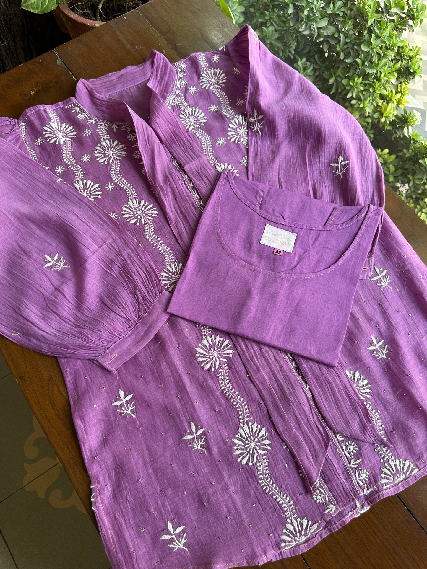 Plum Purple Shade Cotton Chikankari Shirt