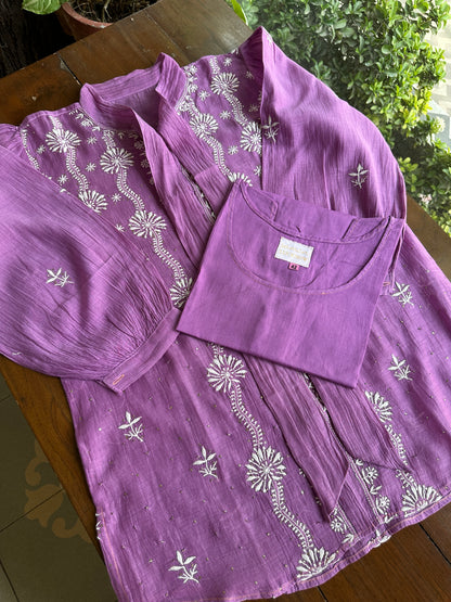Plum Purple Shade Cotton Chikankari Shirt