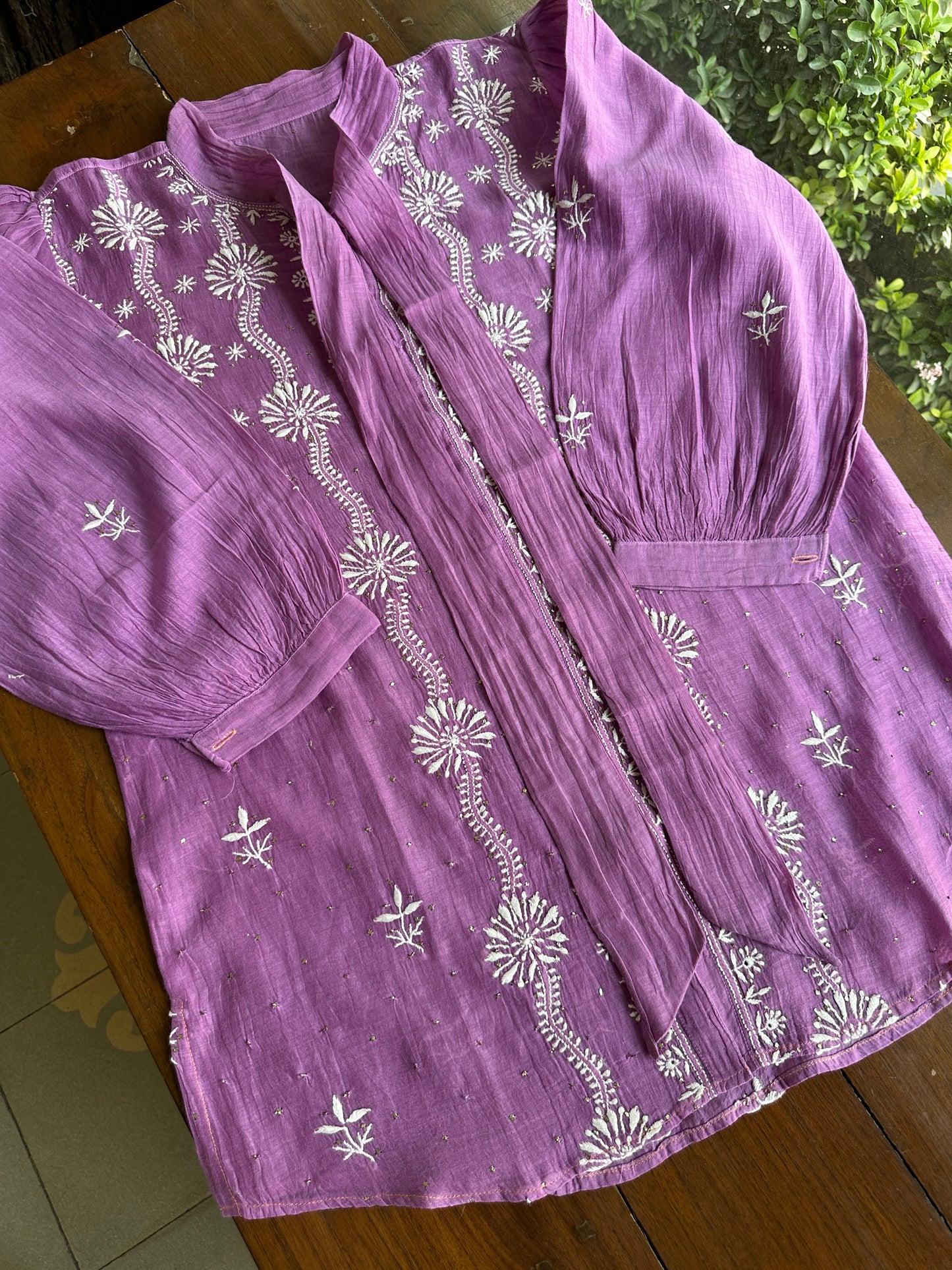 Plum Purple Shade Cotton Chikankari Shirt