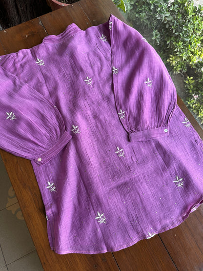 Plum Purple Shade Cotton Chikankari Shirt