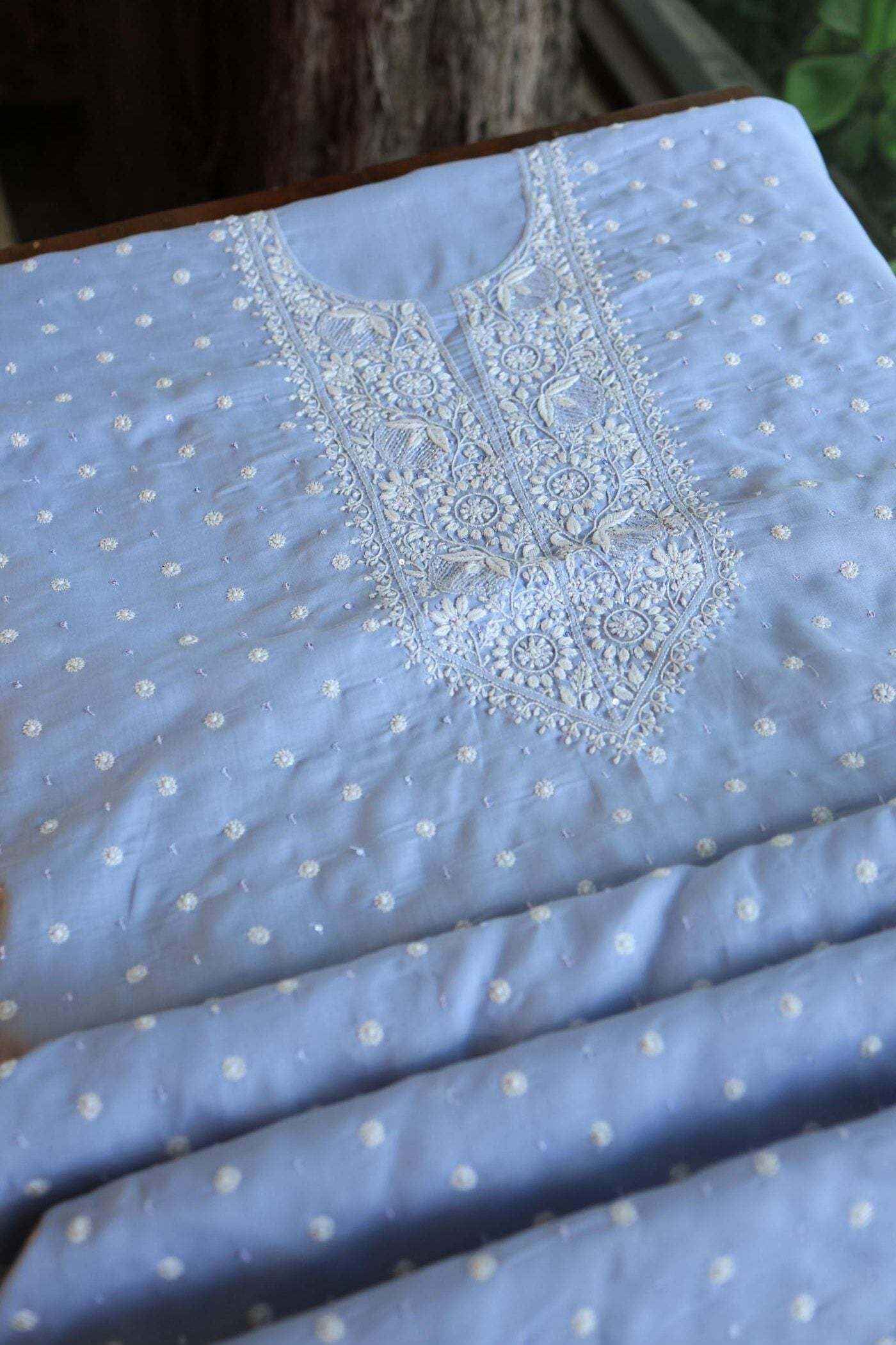 Powder Blue Cotton Unstitched Kurta Fabrics