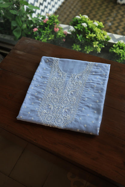 Powder Blue Cotton Unstitched Kurta Fabrics