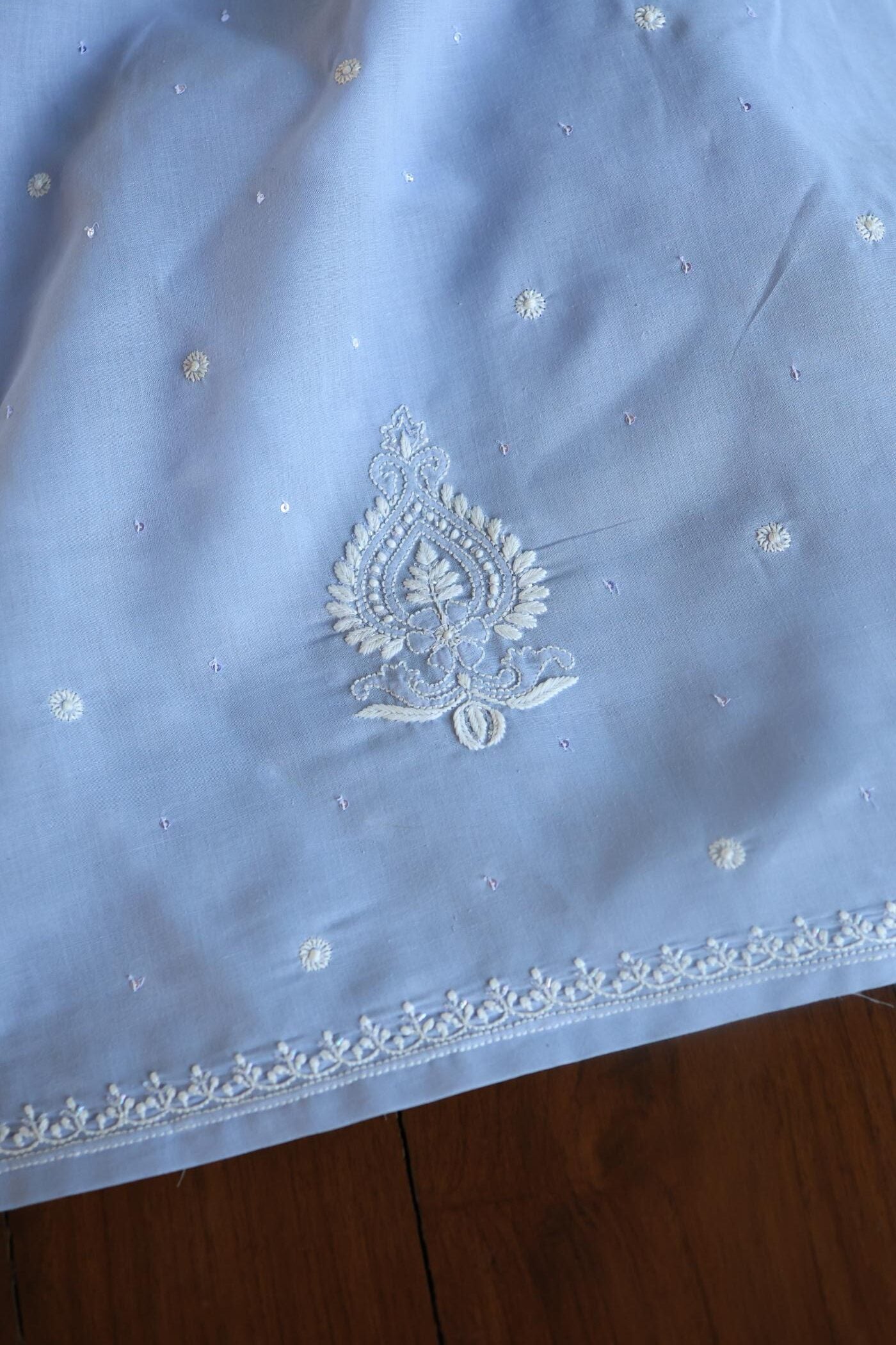 Powder Blue Cotton Unstitched Kurta Fabrics